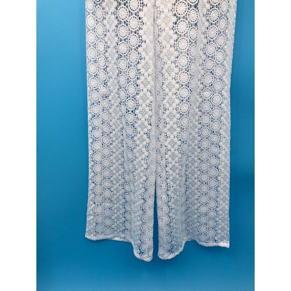 Guess Elle Lace Open Tie Back Jumpsuit White Large NEW - Picture 5 of 11
